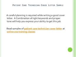 Patient Care Technician Cover Letter No Experience