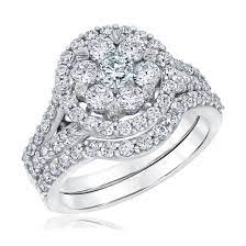 Marquise & round cluster diamond wedding ring in 14k white gold (1/2 ct. Ellaura Harmony Diamond Cluster Engagement And Wedding Ring Bridal Set 2ctw Reeds Jewelers