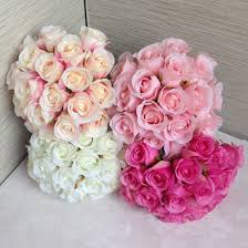 Check out roses bouquets on ebay. Quality Silk Flower Bouquet Artificial Flowers Cream White Pink Champagne Vanrina
