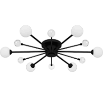 Quoizel Combe 30-in Matte Black Indoor 6 -Light Semi-flush Mount Light with Etched Glass