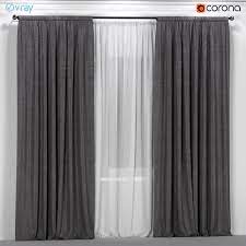 You don't want to hang white curtains on white walls because it's too monochromatic. Dark Dark Gray Curtains With White Tulle 3d Model