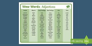 For word lists starting or. Free Wow Words Adjectives Word Mat 3rd 5th Ela Resources