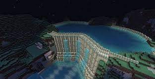Build a column of blocks in the center of the fountain. Piston Dam Underground Minecraft Minecraft Underground Minecraft Projects
