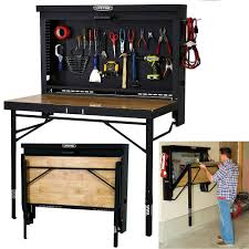 Work Table Folding Workbench Pegboard Tool Organizer Storage Garage Wall Mounted Lifet In 2020 Folding Workbench Tool Organization Work Table