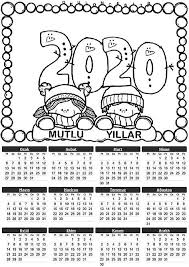 2020 Tek Sayfa Takvim Kaliplari Okuloncesitr Preschool Boyama Sayfalari Yilbasi Elisi Hayvan Boyama Sayfalari