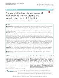 Pdf A Mixed Methods Needs Assessment Of Adult Diabetes Mellitus Type Ii And Hypertension Care In Toledo Belize