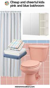 This boldly painted pink tub is an instant centerpiece and sets the tone of the rest of the bright, fun decor. 13 Ideas To Decorate A Pink And Blue Tile Bathroom