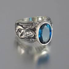 Guardian Angels Mens Silver Ring With London Blue Topaz Sizes Etsy Mens Silver Rings Silver Rings With Stones Silver Rings