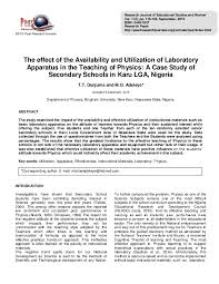 Pdf The Effect Of The Availability And Utilization Of