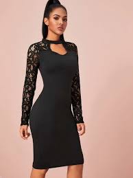 Laissez libre cours à vos envies grâce à un large choix de robe longue de soirée et robe de plage. Robe Moulante Mi Longue Avec Dentelle Mode En Ligne Shein France