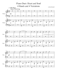 Heart and soul for piano solo (big note book), easy piano (big note book) sheet music. Print And Download In Pdf Or Midi Piano Duet Heart And Soul4 Hands And 4 Variations Music Is Best When Yo Piano Sheet Music Free Duet Music Piano Sheet Music