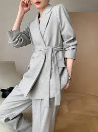 Women's Charlotte Sash Blazer & Pant Suit Two-Piece Set | Vivian Seven