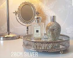 Free shipping on orders $99+. Silver Or Copper Ornate Round Mirrored Glass Tray Metal Etsy Mirror Tray Decor Mirror Tray Candle Decor