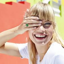 YUEHAO Rings Women Diamond Green Zirconia Ring Ladies Jewelry Engaged Ring 