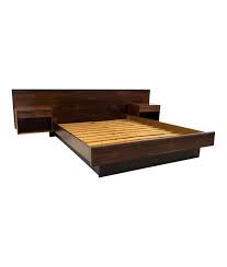 Westnofa Mid Century Rosewood Queen Bed With Floating Nightstands