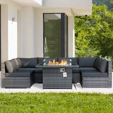 Maybe you would like to learn more about one of these? Buy Modern Patio Furnitures Outdoor Sectional Pe Wicker Sofa Sets With Waterproof Steel Frame Thicken Charcoal Cushions Csa Aproved Aluminum Propane Fire Pit Table 55000 Btu Wicker Gray 7 Pcs Online