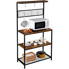 Shop thousands of cabinet organisation you'll love at wayfair. Amazon Com Rovsun Multiuse 4 Tier Metal Kitchen Bakers Rack Microwave Storage Rack Oven Stand With Mesh Panel Storage Organizer Workstation Industrial Style 33 3 X 15 8 X 66 93 Standing Baker S Racks
