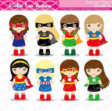 Supergirls Clipart Cute Girl Superhero Clip Art By Celialaudesigns 5 00 Fiesta De Superheroes Para Ninas Chicas Super Heroes Super Heroe