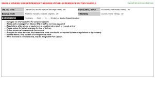 marine superintendent resume sample