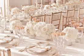 Pin By Britt Lynn Davis On Metallic Events Rose Gold Wedding Table White Wedding Decorations Ivory Wedding Decor