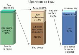 Mais ne croyez pas pour autant que toute cette eau est bonne pour la consommation humaine puisque 97,2 % de cette eau représente les mers et océans et seulement 2,8 % de l'eau douce. Combien D Eau Et D Eau Douce Sur Terre