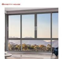 Modern Design Villa Waterproof Fly Screen Black Aluminum Frame Sliding  Glass Windows