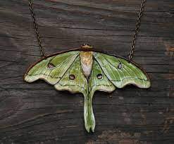 New Luna Moth Necklace Polymer Clay Beads Polymer Clay Art Leather Jewelry Diy