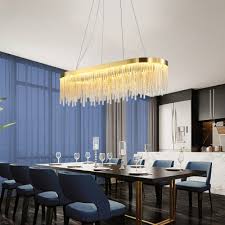unique crystal linear hanging lamp