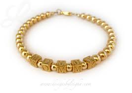 5 out of 5 stars. Gold Mothers Bracelet With Crystals Real Gold Alphabet Block Lettters