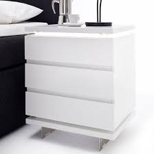 Matis Bedside Cabinet In White Gloss With 3 Drawers And Led In 2020 Bedside Cabinet Modern Bedroom Furniture Wood Bedroom Sets