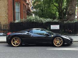 Black Ferrari 458 Speciale With Gold Wheels Cars Pics Ferrari 458 Speciale Ferrari 458 Gold Wheels
