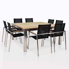 Spend this time at home to refresh your home decor style! Stainless Steel Dining Set Square Table With 8 Chairs Teak Warehouse