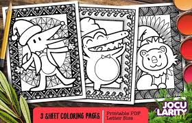 Search through more than 50000 coloring pages. Cute Christmas Predators Coloring Page Grafico Por Jocularityart Creative Fabrica