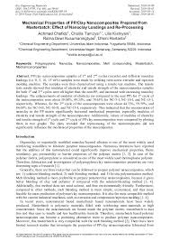 The mechanical properties of materials are ascertained by performing carefully designed laboratory experiments that replicate as nearly as possible the service conditions. Mechanical Properties Of Pp Clay Nanocomposites Prepared From Masterbatch Effect Of Nanoclay Loadings And Re Processing Scientific Net