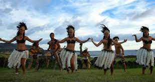 Used in ceremonial dance ritual by kahuna priest, elegantly carved with inset shell eyes and obsidian pupils. Rapa Nui Chile Travel