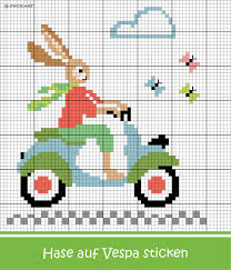 Lll sie wollen kostenlose gutscheinvorlagen für ostern erstellen, ausdrucken & verschenken? Osterhase Auf Einer Vespa Sticken Entdecke Zahlreiche Kostenlose Charts Zum Sticken Weihnachten Kreuzstich Kreuzstich Tiere Kreuzstichschrift