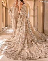 Lacy lingerie inspired styles follow a heavy satin silk dress in a fitted bandeau shape is a gorgeous choice for wedding guest dressing. Embroidered Bridal Lehenga In Long Tail Net Gown Bn563 In 2021 Pakistani Bridal Dresses Pakistani Bridal Wear Asian Bridal Wear