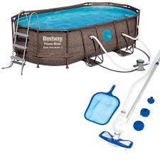 Bestway Bestway 14ft X 8ft X 3 3ft Power Swim Vista Pool Set With Pump And Cleaning Kit Lowes Com In Ground Pools Best Above Ground Pool Above Ground Pool