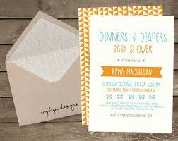 Dinners And Diapers Baby Shower Invite Orange And Teal With He Diaper Party Invitations Diaper Baby Shower Invitations Diaper Baby Shower Invitations Template