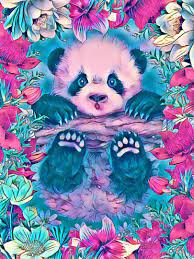 Panda Pretty Colorful Flowers Panda Artwork Panda Art Panda Bears Wallpaper