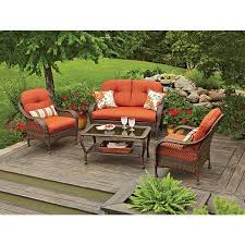 Better Homes Gardens Azalea Ridge Outdoor Conversation Set With Orange Cushions Walmart Com Conversation Set Patio Outdoor Patio Furniture Sets Outdoor Furniture Sets