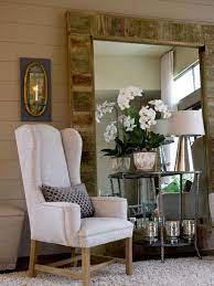 Traditional Living Room With Rustic Oversized Mirror Mirror Wall Living Room Living Room Mirrors Living Room Pictures