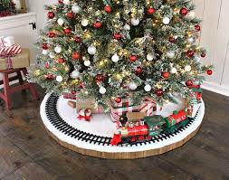 How To Create A Christmas Tree Train Track Skirt For The Holidays In 2021 Christmas Tree Train Train Around Christmas Tree Christmas Tree Village