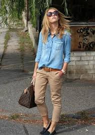 7 Ways To Wear A Denim Shirt - Cyndi Spivey | Chambray Shirt Outfits,  Outfits With Leggings, Denim Shirt Outfit