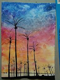 Teknik lukisan basah atas basah. Today S Drawing 39 Coastal Sunset Steemit