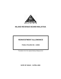 Objective the objective of this public ruling (pr) is to explain the types of buildings that qualify Reinvestment Allowance Chartered Tax Institute Of Malaysia