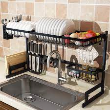 Compare prices online and save today! Dish Drying Rack Over Sink Drainer Shelf For Kitchen Supplies Storage Counter Organizer Utensils Holder Stainless Steel Display Kitchen Space Save Must Have Black For Sink 33 5inch Buy Online At Best