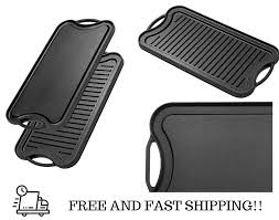 Cast Iron Preseasoned Two Burner Reversible Grill Pan Stovetop 20 X 10 Griddle Grill Pans Ideas Of Grill Pans Grillpan Griddles Grill Pan Cast Iron Grill