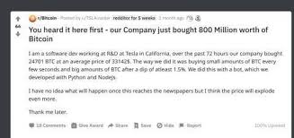 Get started with as little as $25, and you can pay with a debit card or bank account. Tesla Insider Who Hinted At Bitcoin Bet Weeks Ago Claims He Is A Prankster