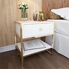 Bedroom Bedside Table White Side Table Wood Small Modern End Table With One Drawer Gold Metal Frame For In 2020 Bedroom Night Stands Side Table Wood White Side Tables